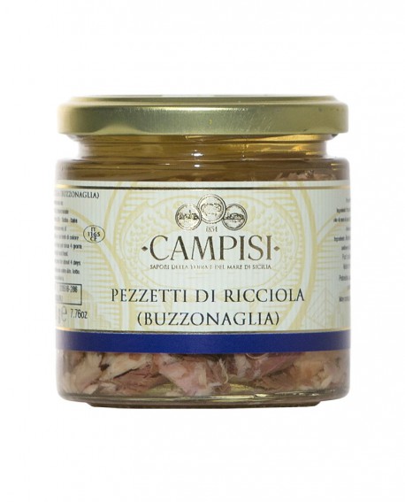 Buzzonaglia Pezzetti di Ricciola in Olio di Oliva - vaso vetro 220 g - Campisi