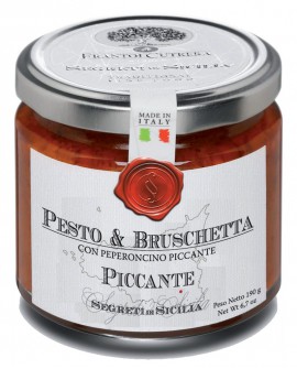 Pesto & Bruschetta Piccante con peperoncino piccante - vasetto di vetro 212 - 190 g - Frantoi Cutrera Segreti di Sicilia